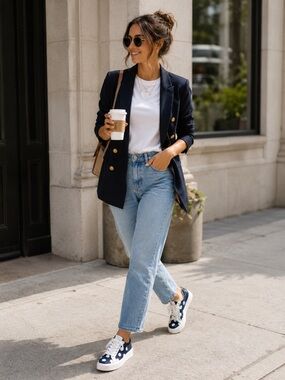Michael Kors Navy and White Sneakers - new without tags